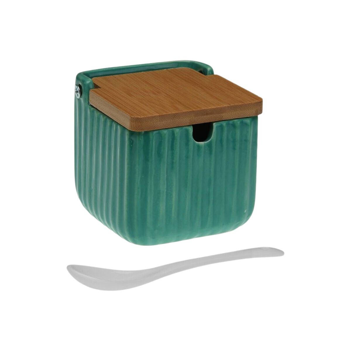 Sokeriastia, vihreä keramiikka bambukansi, dolomiitti raita 8,3 x 8,3 x 8,3 cm