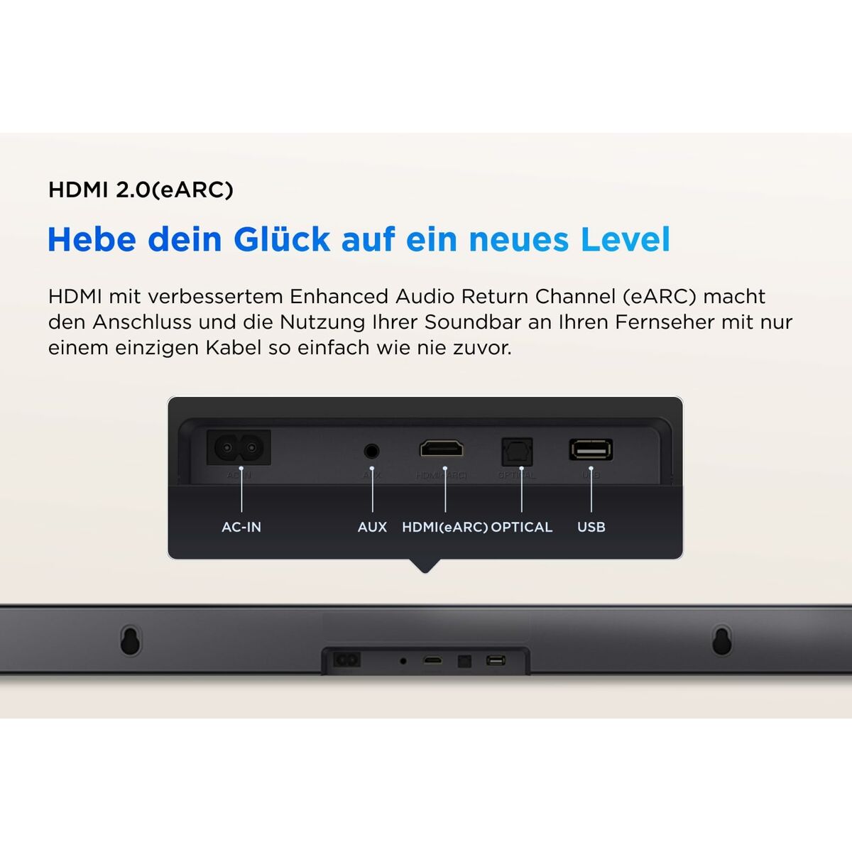 Soundbar 2.0 100 W Bluetooth eARC, Dolby Atmos TV:lle, HDMI 2.1, musta, 81 cm