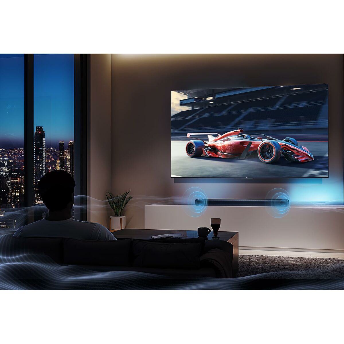 Soundbar 2.0 100 W Bluetooth eARC, Dolby Atmos TV:lle, HDMI 2.1, musta, 81 cm