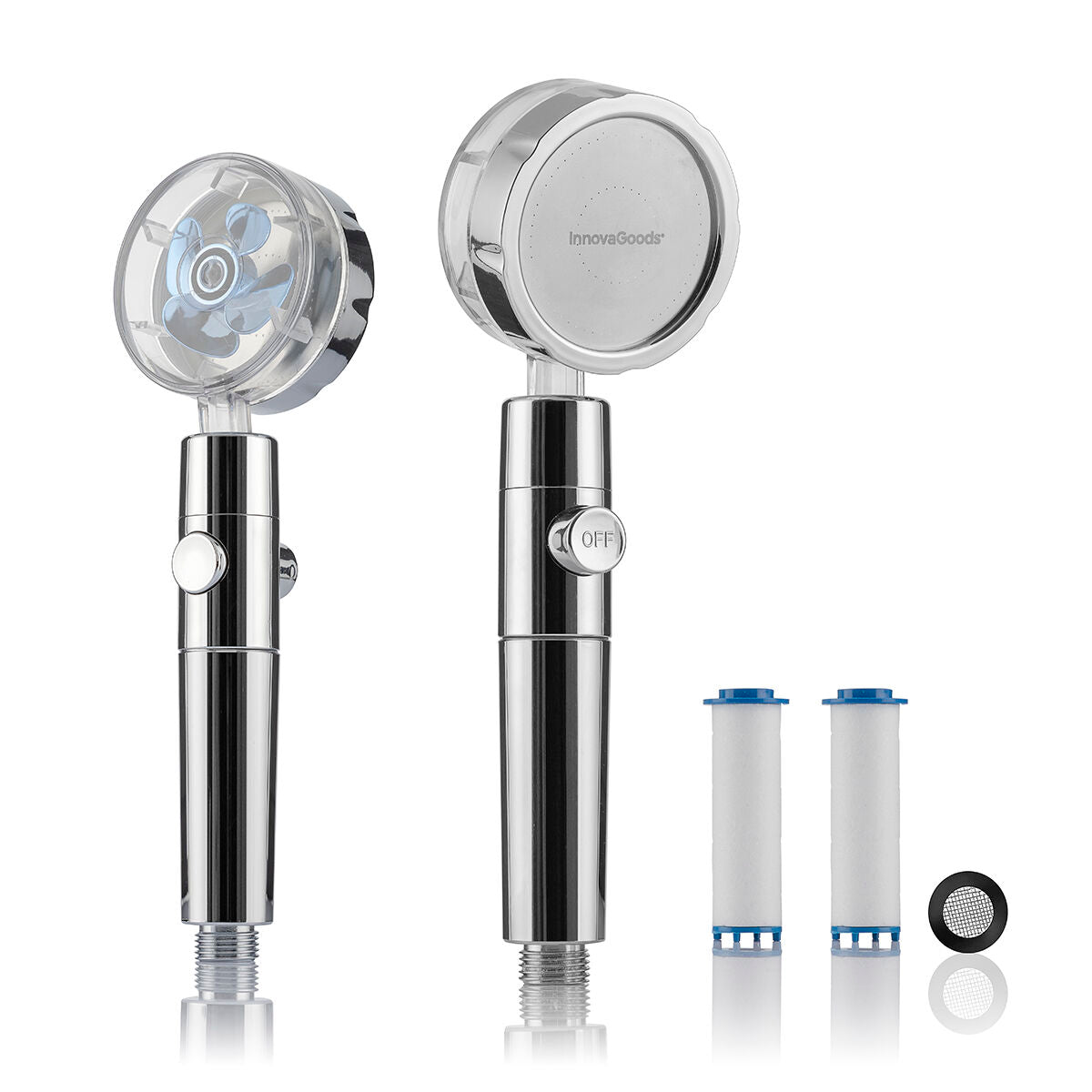 Suihkupää suodattimella, paineenkorotus & vesisäästö, 360° kääntyvä, herkälle iholle