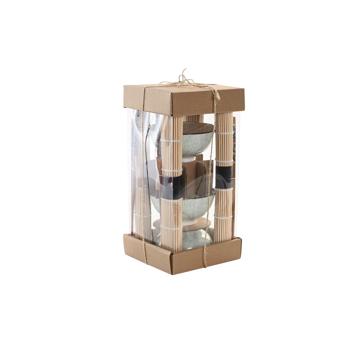 Sushisetti 16 kpl, keramiikka & bambu, itämainen kulhoilla, 14,5 x 14,5 x 35 cm