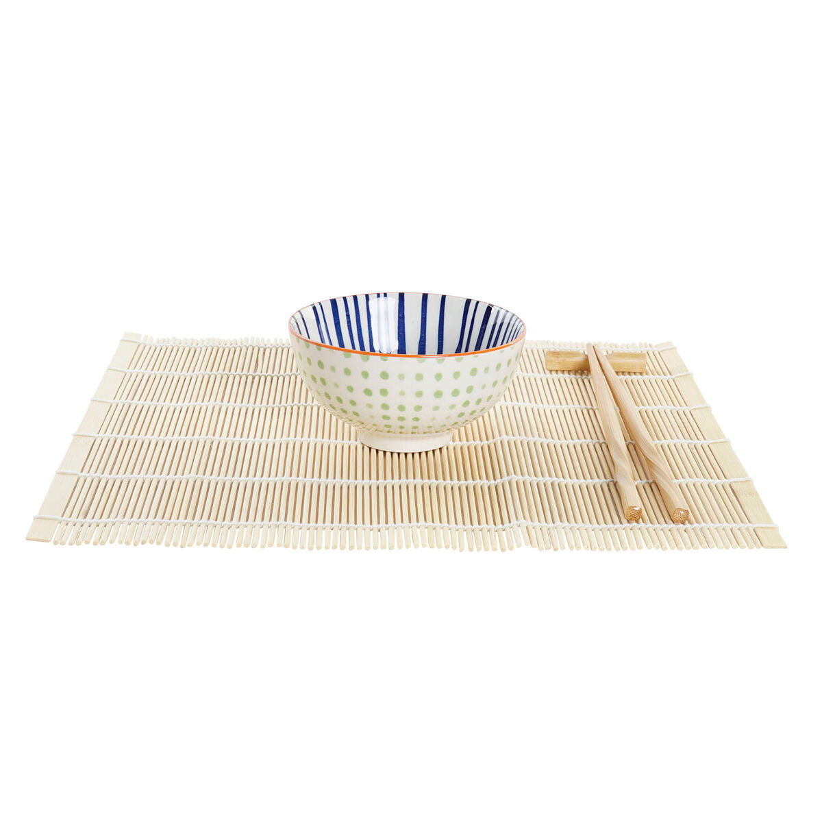 Sushisetti 16 osaa, keramiikka & bambu, sinivalkoinen, 14,5x14,5x31 cm