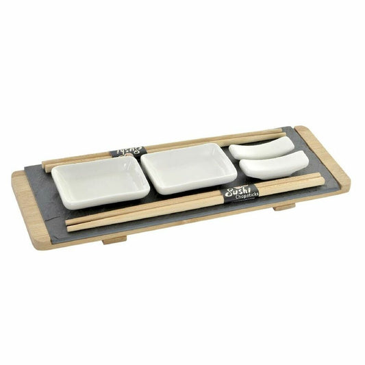 Sushisetti bambu 30 x 10 x 3,5 cm, 9 osaa, 2 hengelle - sushilauta & kipot