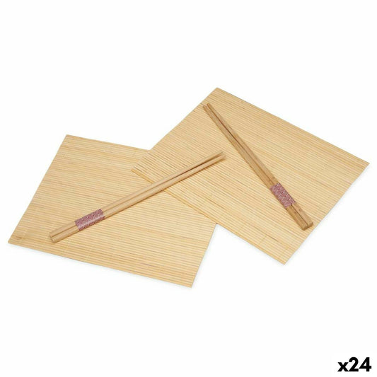 Sushisetti bambu 24 osaa, 2 sushimattoa & 4 paria puikkoja, kotikeittiöön