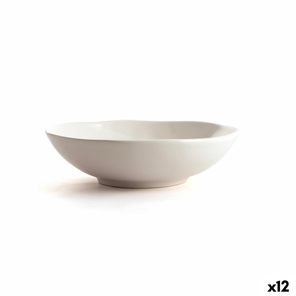 Syvä lautanen 20,5 cm valkoinen keramiikka, 12 kpl - ruokailuun & mikroon