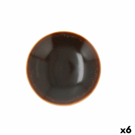 Syvä lautanen 20 cm, keramiikka ruskea, uuni- & tiskikoneen kestävä, 6 kpl