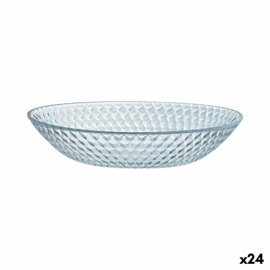 Syvä lautanen 20 cm, lasinen, läpinäkyvä - pinottava ruokailulautanen, 24 kpl
