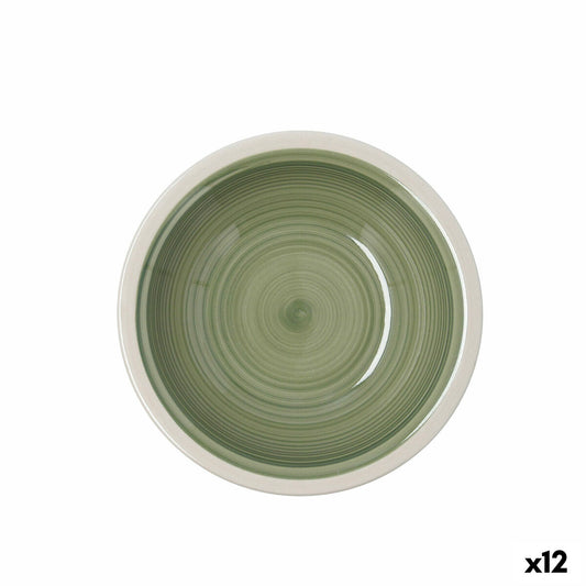 Syvä lautanen 21,5 cm keramiikka, vihreä - 12 kpl, pinottava, astianpesukone