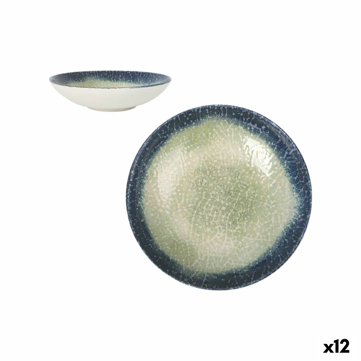 Syvä lautanen 21 cm, 12 kpl - halkeileva lasitus, keittoihin & pastalle setti