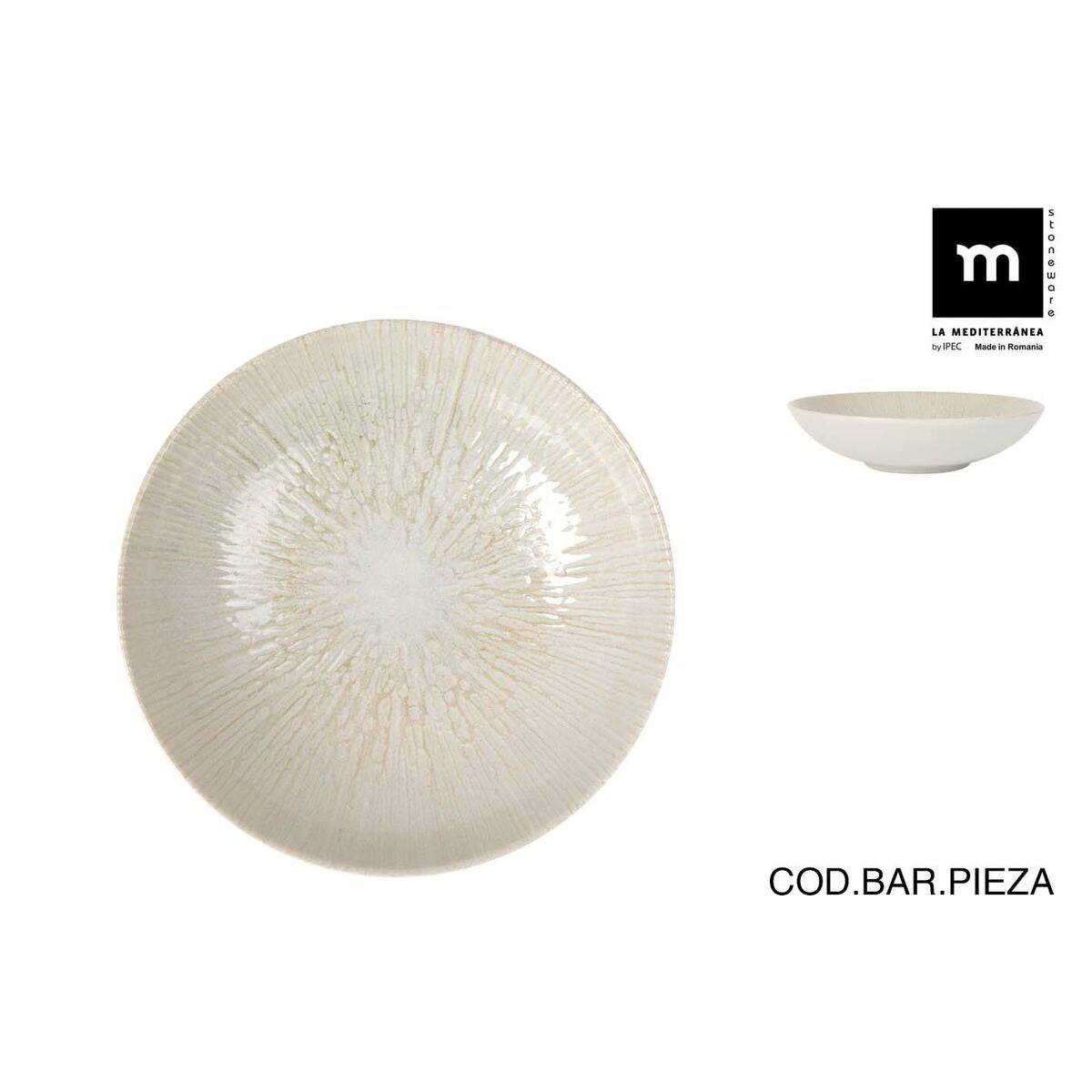 Syvä lautanen 21 cm, 12 kpl – kermanvalkoinen lasitekuvio, keittoihin & pastaan