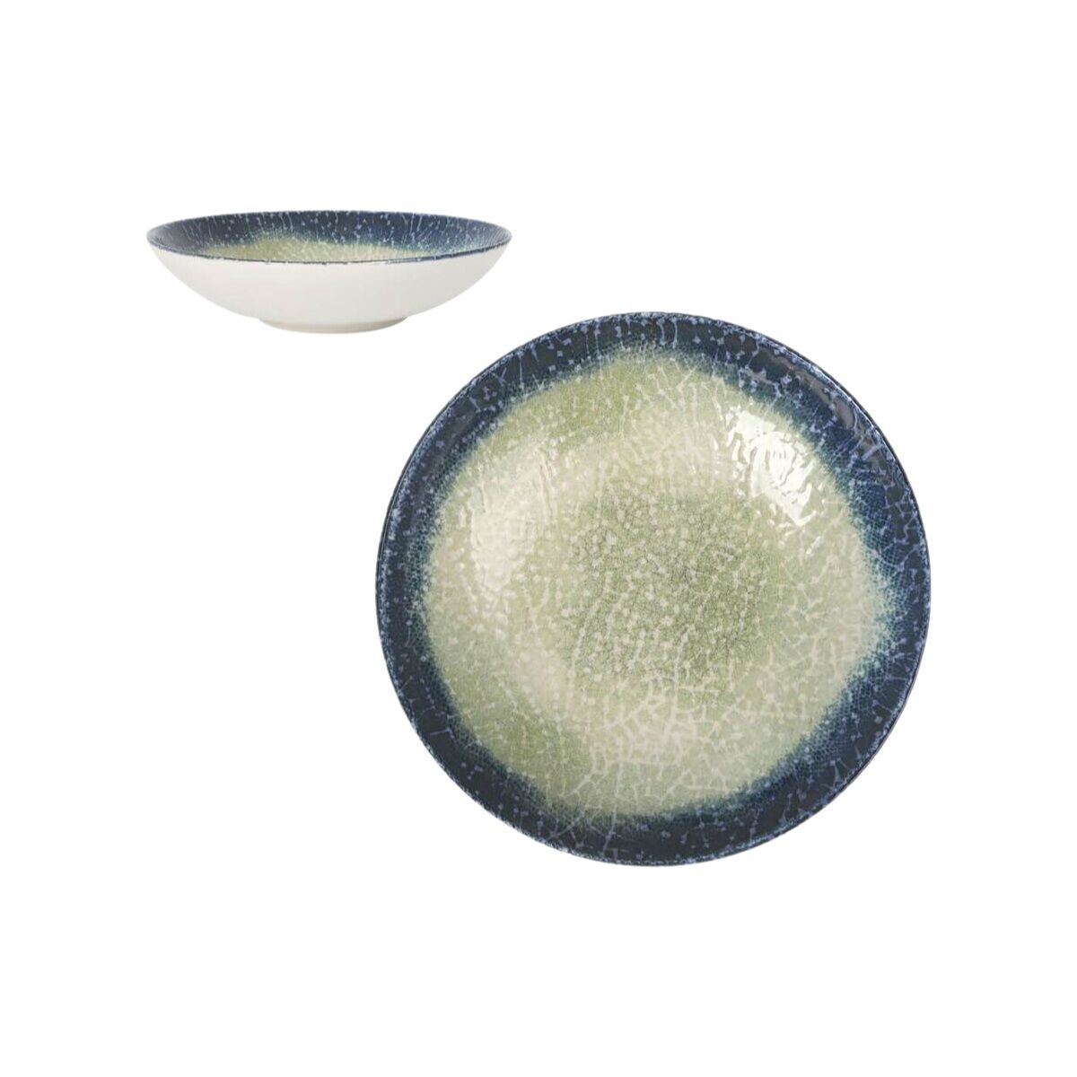 Syvä lautanen 21 cm, 12 kpl - halkeileva lasitus, keittoihin & pastalle setti