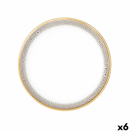 Syvä lautanen 21 cm, uuninkestävä keramiikka, beige pilkku-reunus, 6 kpl