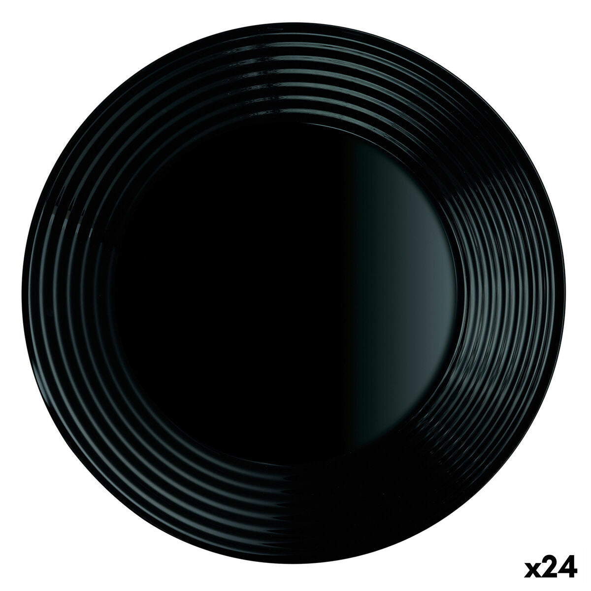 Syvä lautanen Ø 23,5 cm, musta lasi, 24 kpl - astianpesukoneen kestävä