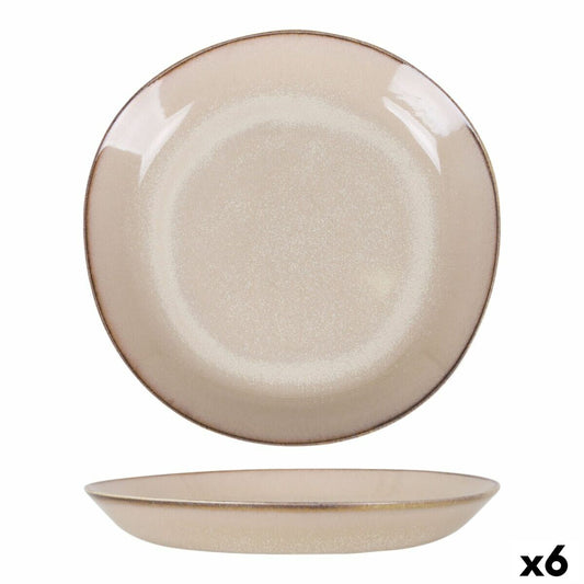 Syvä lautanen Ø 23 cm, beige, 6 osaa, ruokailulautanen astiasetti kotikäyttöön