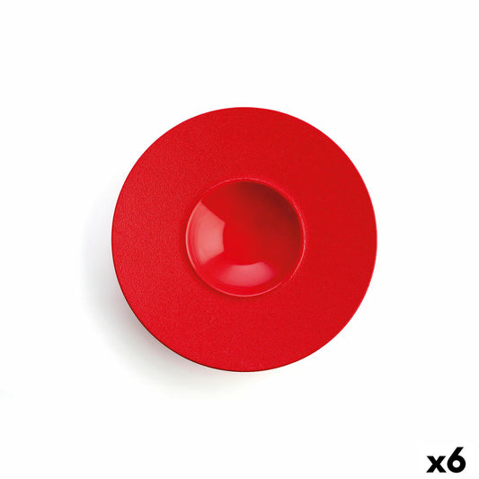 Syvä lautanen Ø 28 cm, keramiikka punainen, kone- & mikroaaltouuniin, 6 kpl