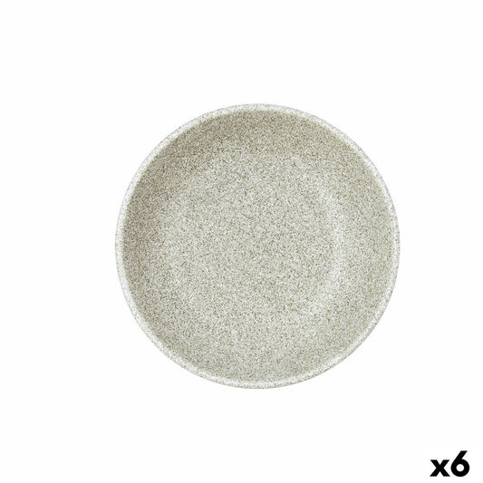 Syvät lautaset 20 cm, 6 kpl - beige keramiikka, pinottavat & mikroaaltouuniin sopivat