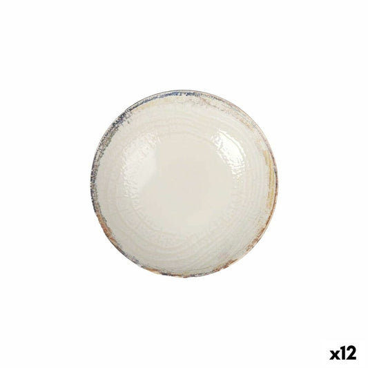 Syvät lautaset Ø 21 cm, 12 kpl - valkoinen rustiikkireunus, arkeen & juhlaan