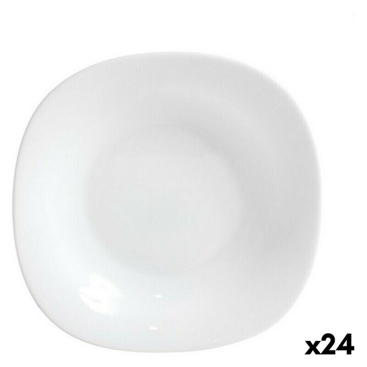 Syvät lautaset 23 cm, 24 kpl lasia – valkoiset tarjoilulautaset Parma Bormioli