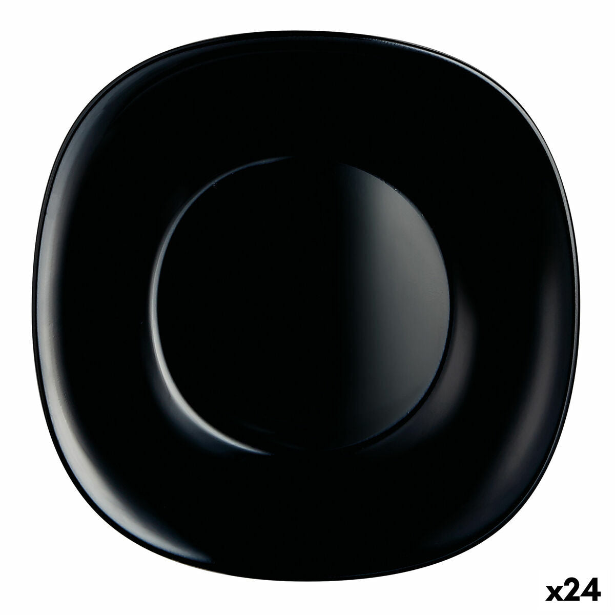 Syvät lautaset 24 kpl Ø 23,5 cm musta lasi, kodin astiastoon - Luminarc Carine