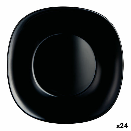 Syvät lautaset 24 kpl Ø 23,5 cm musta lasi, kodin astiastoon - Luminarc Carine