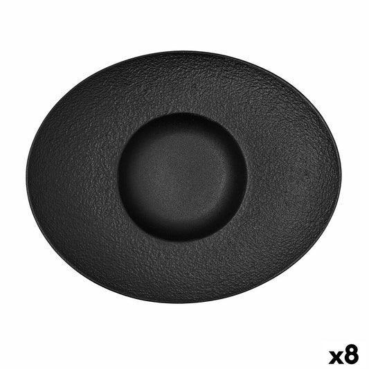 Syvät lautaset ovaali 27,3×22,2×5,7 cm, musta keramiikka, 8 kpl, keitto- & pastaruokiin