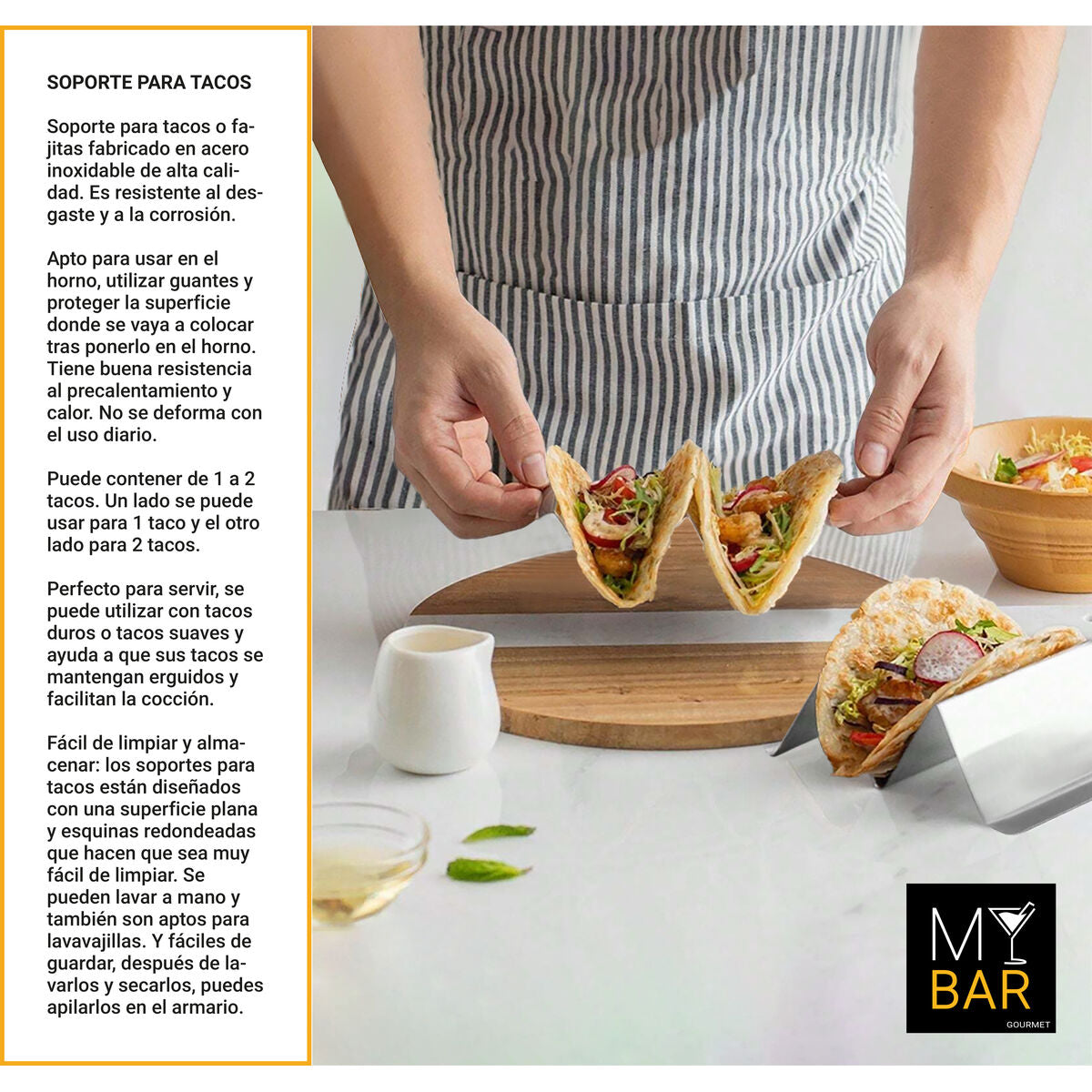 Tacoteline 24 kpl 14 x 10 x 5 cm, tarjoiluteline tacoille juhliin & kotikäyttöön