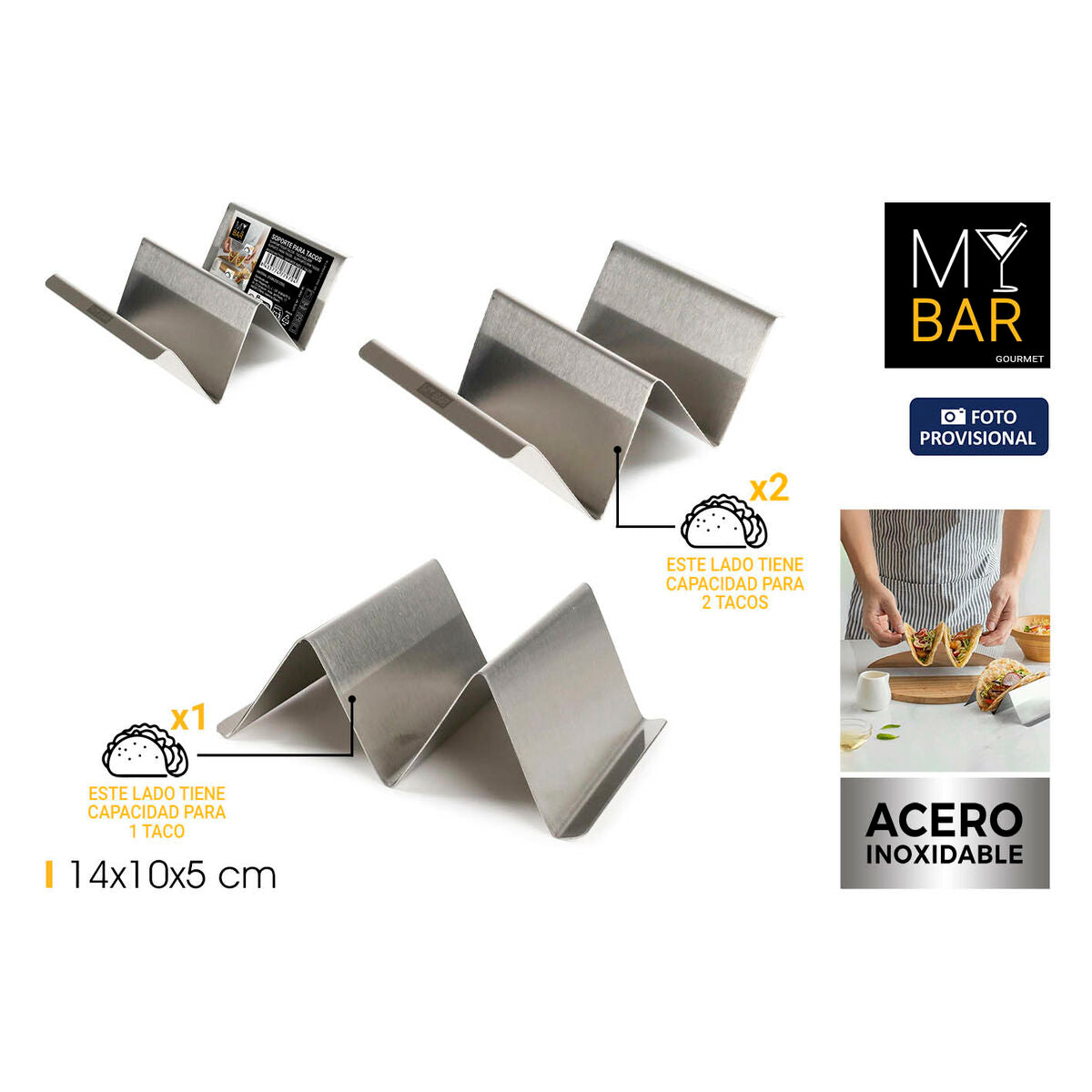 Tacoteline 24 kpl 14 x 10 x 5 cm, tarjoiluteline tacoille juhliin & kotikäyttöön