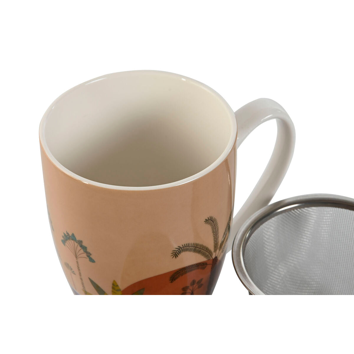 Muki teesiivilällä, posliini & teräs 380 ml, 2 kpl – sininen beige terrakotta