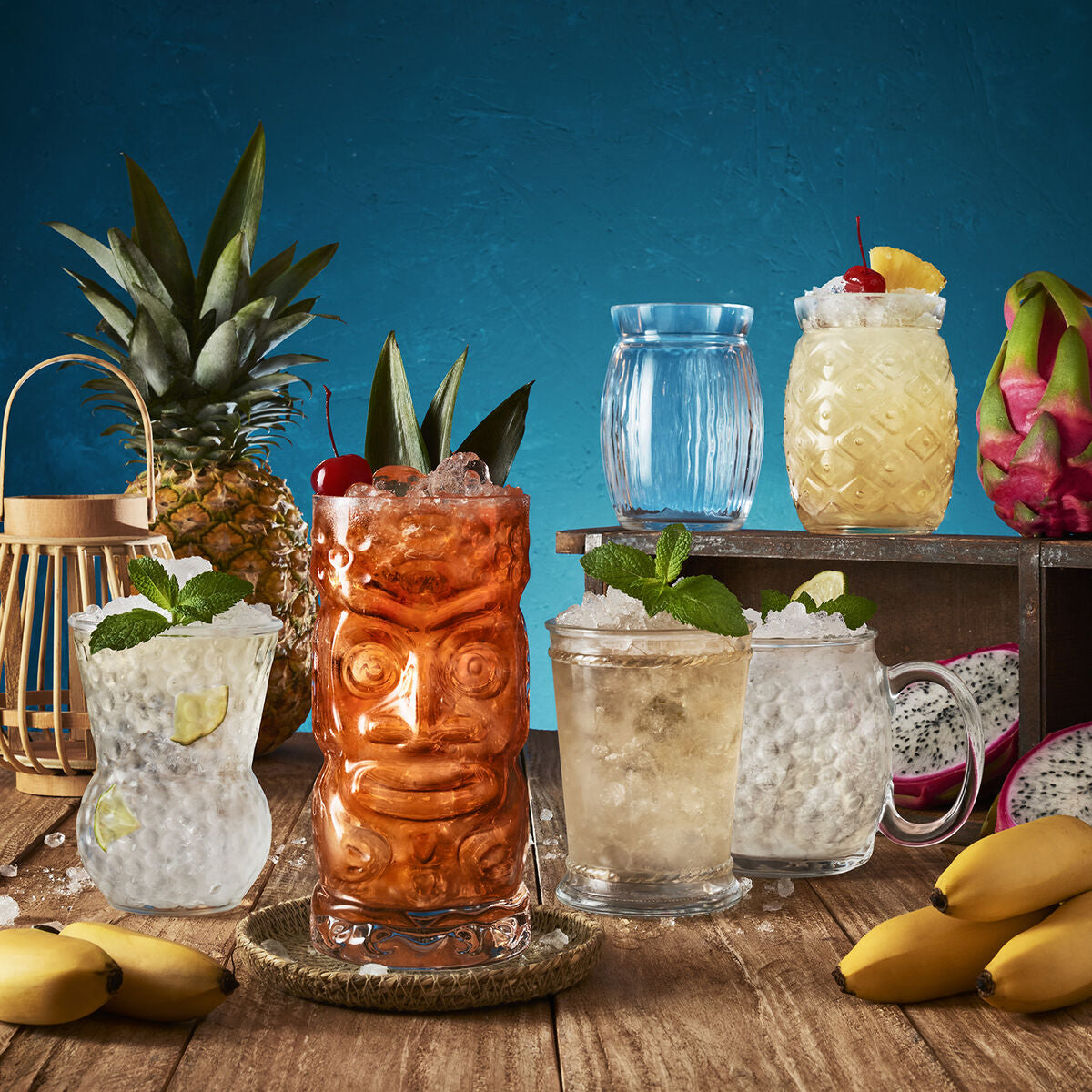 Tiki-lasit 500 ml, 6 kpl - lasiset tiki-juomalasit bartender-tyyliin