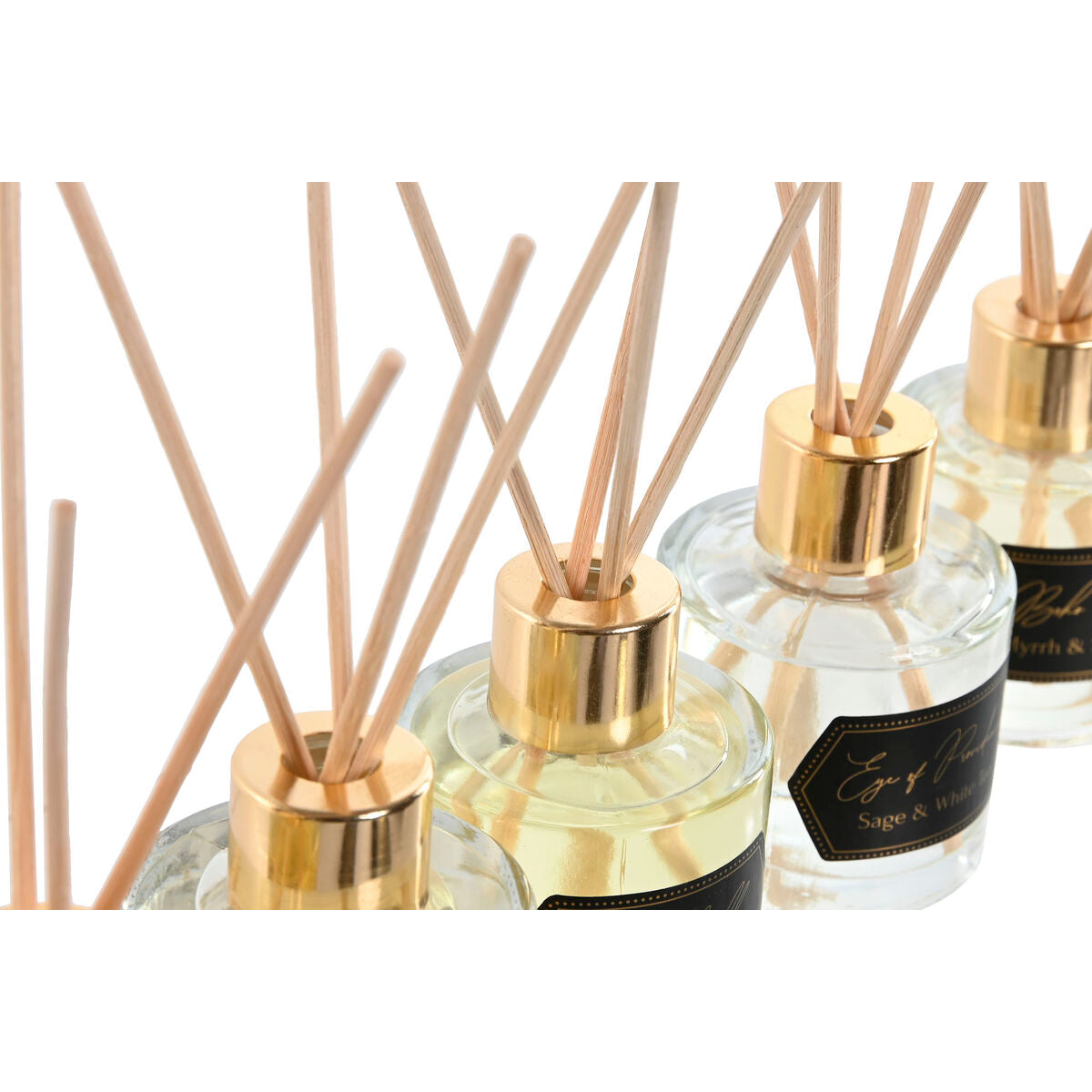 Tuoksudiffuuseri 50 ml, 6 kpl - kristallipullo ja tuoksutikut, musta/kulta