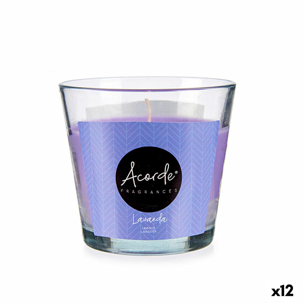 Tuoksukynttilä laventeli 120 g violetti lasipurkissa, 28 h paloaika, 12 kpl