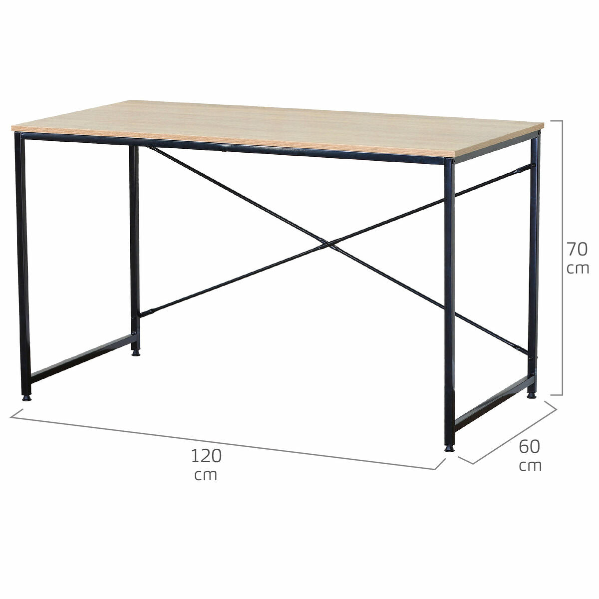 Työpöytä 120 x 71 x 60 cm teräsrunko, melamiinipinta minimalistinen kotitoimistoon