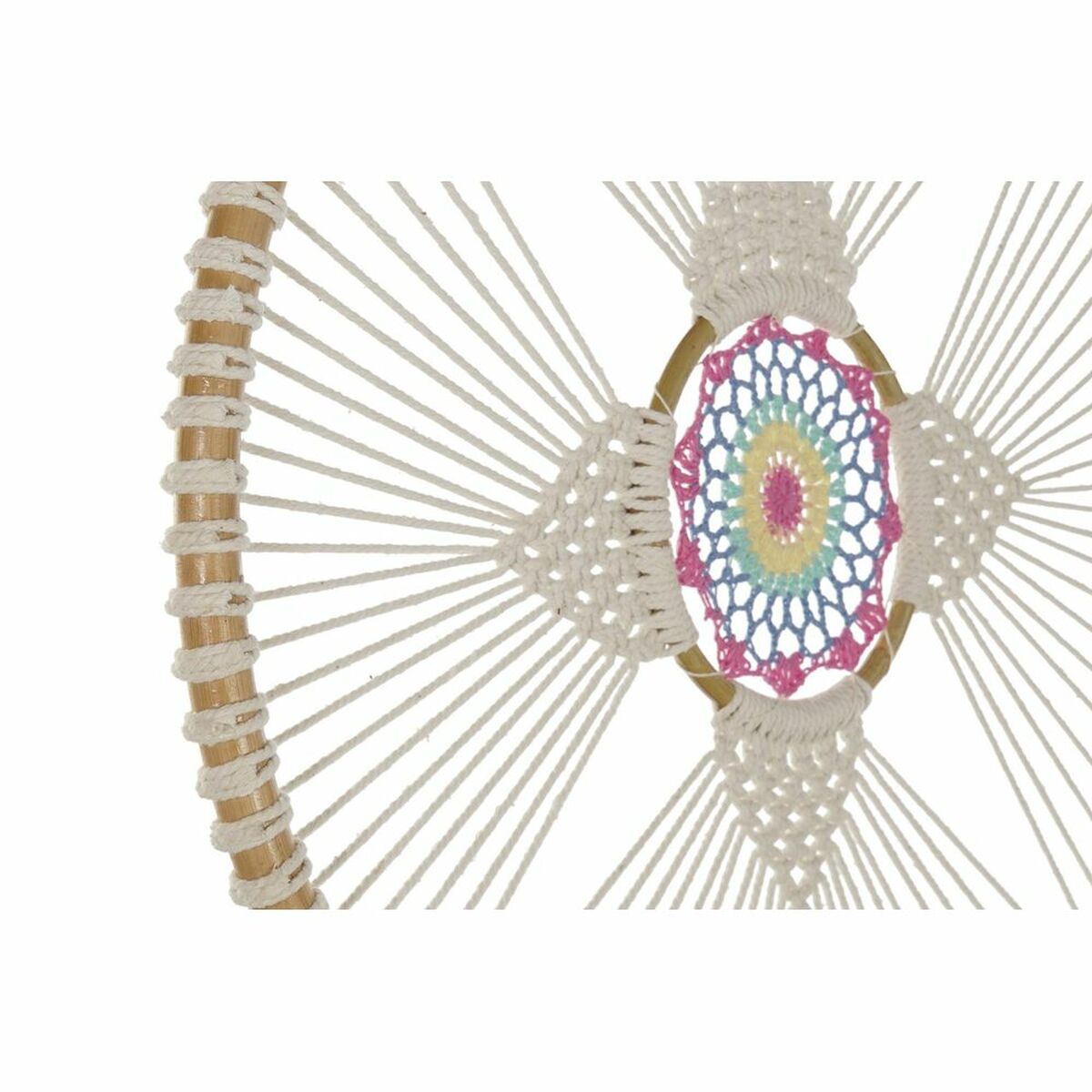 Unisieppari valkoinen luonnonhöyhenillä boho 52 x 145 cm, rattan & puuvilla