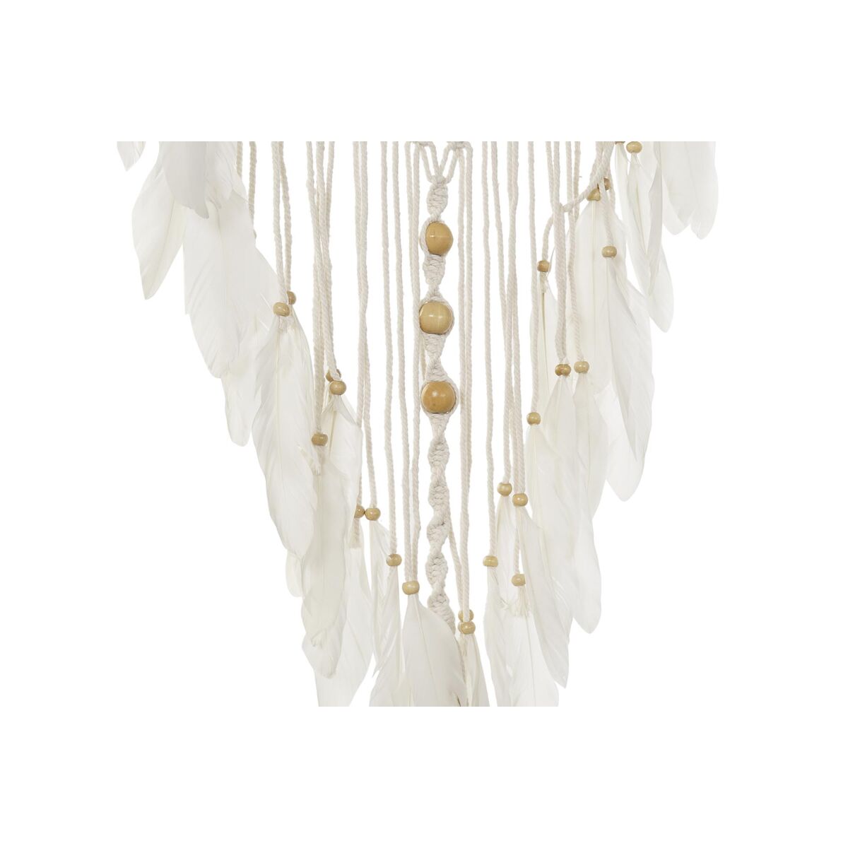 Unisieppari valkoinen luonnonhöyhenillä boho 52 x 145 cm, rattan & puuvilla