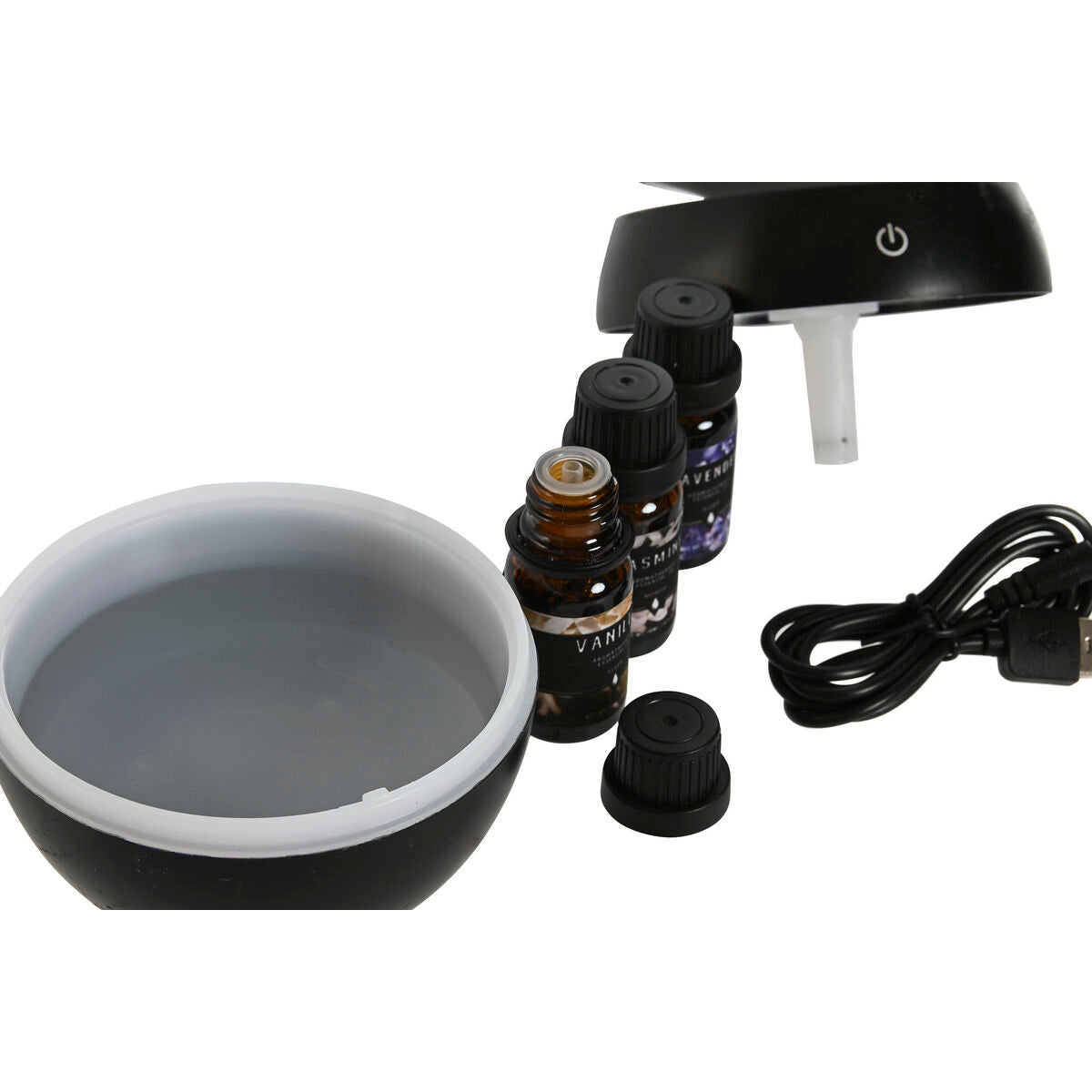 Eteerinen öljy diffuuseri USB - hajotin & kostutin 10 ml, 4 kpl, musta, kotiin
