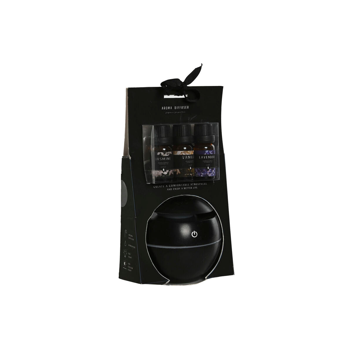 Eteerinen öljy diffuuseri USB - hajotin & kostutin 10 ml, 4 kpl, musta, kotiin