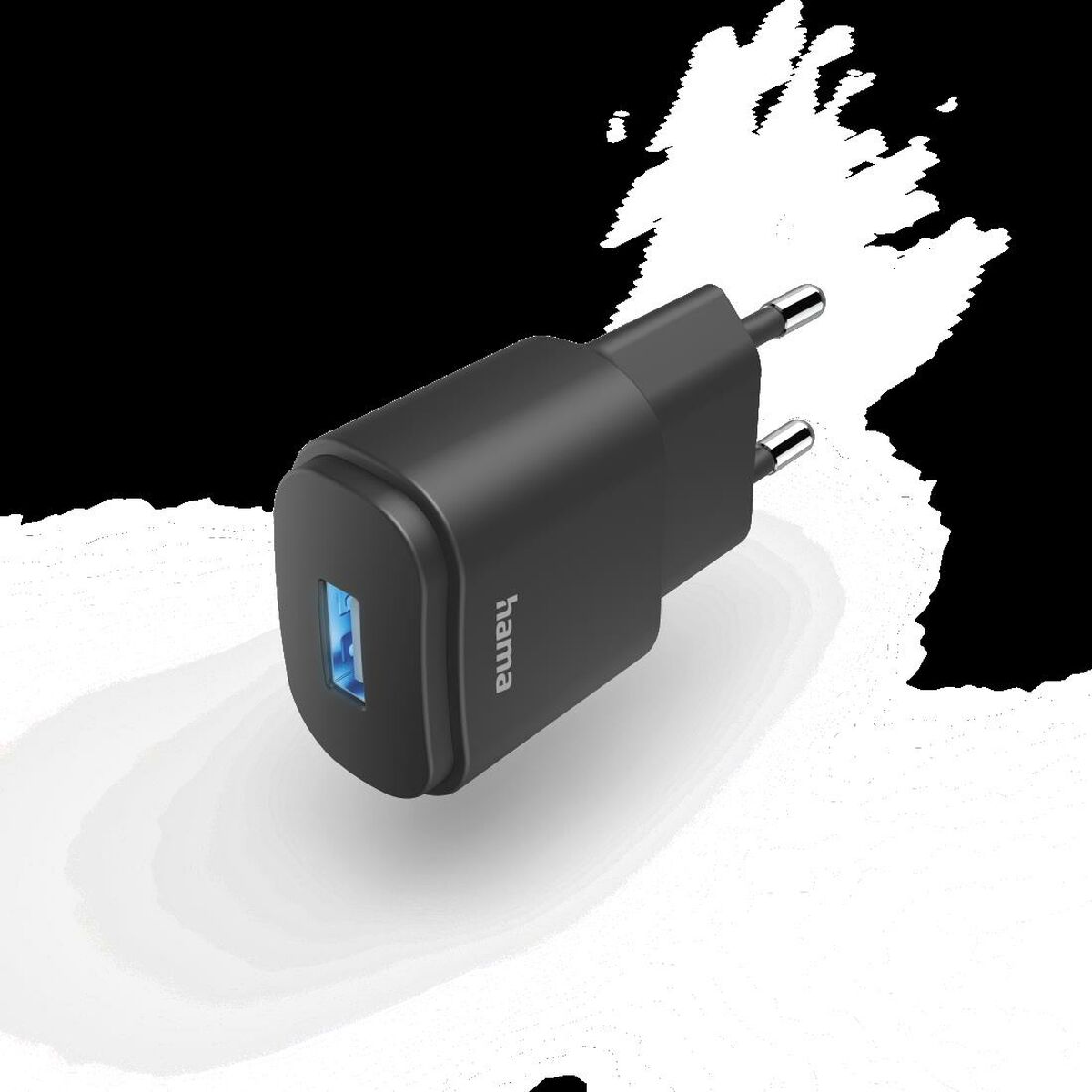 USB-seinälaturi 5 V 6 W USB-A, LED-indikaattori, musta - puhelimille, Hama