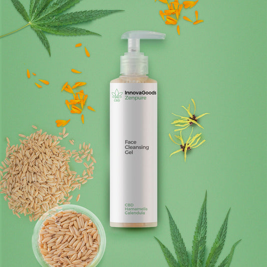 Kasvojen puhdistusgeeli CBD, rauhoittava & kosteuttava 200 ml, herkälle iholle – lahja naiselle luonnolliset ainesosat – k…