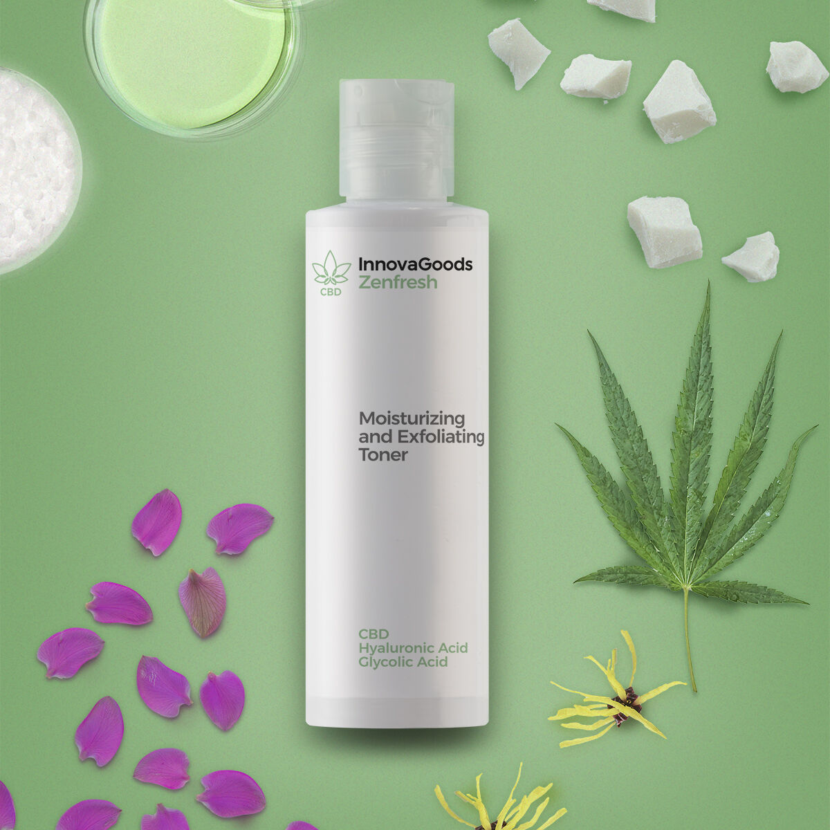 Kuoriva kasvovesi, kosteuttava CBD 150 ml - herkälle & punoittavalle iholle – herkälle iholle hyaluronihappo – kuva 1
