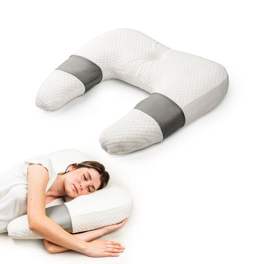 Ergonominen U-tyyny memory foam, kylkinukkujille & selälle, pestävä päällinen – sivunukkujille U-tyyny – kuva 1