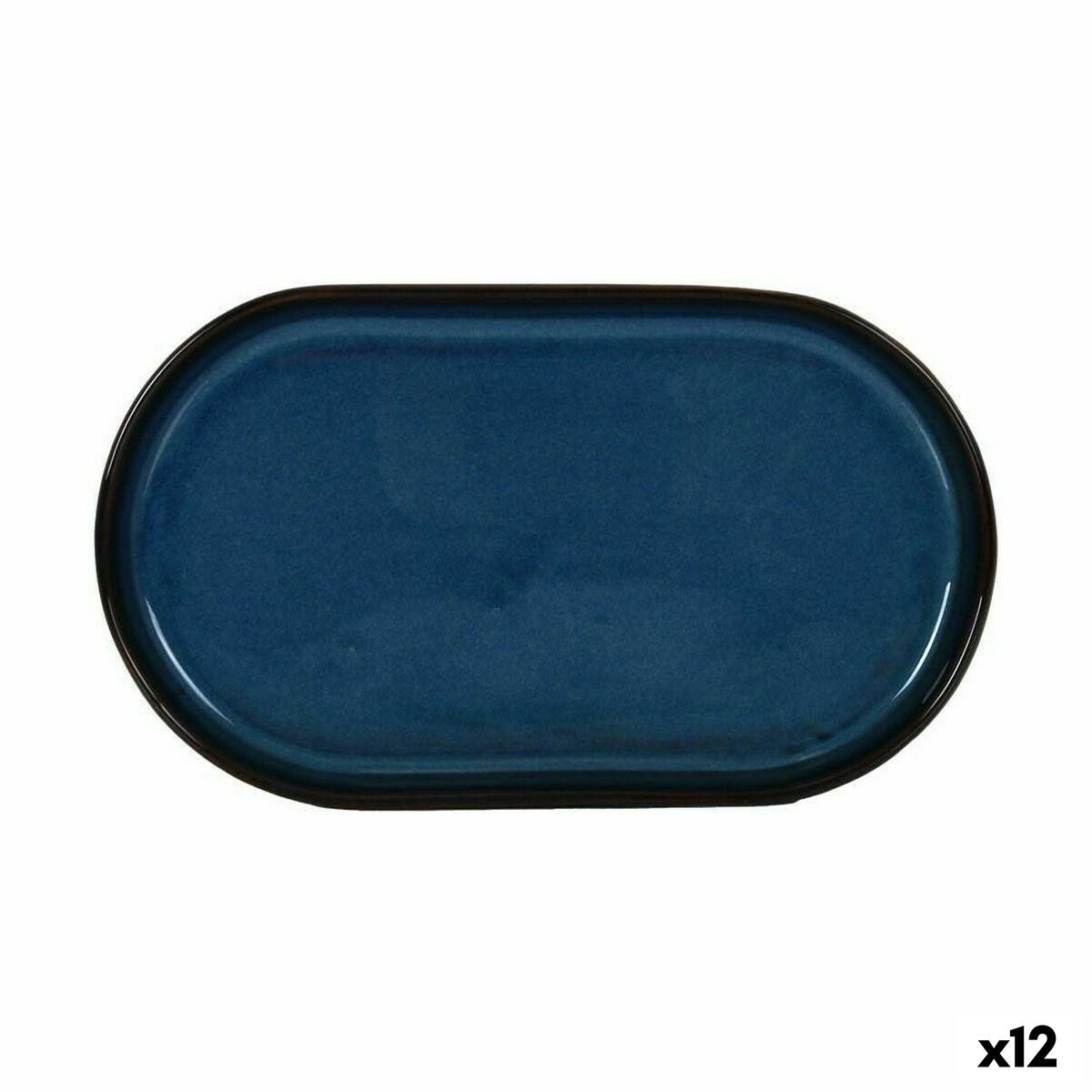 Välipalatarjotin 12 kpl, sininen ovaali 25,3×13,5×2,6 cm - tarjoiluun & juhliin