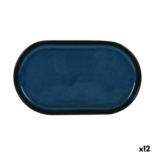 Välipalatarjotin 12 kpl, sininen ovaali 25,3×13,5×2,6 cm - tarjoiluun & juhliin