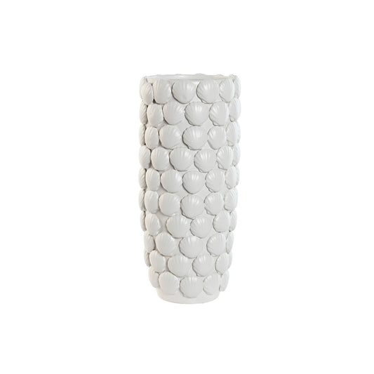Valkoinen maljakko keramiikka, korkea välimeren kuorikuvio 15,5×15,5×33,5 cm