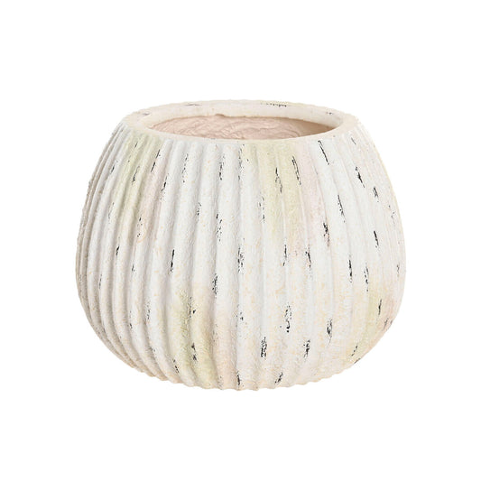 Maljakko pyöreä valkoinen uurrettu magnesium 36 x 36 x 26 cm sisustukseen