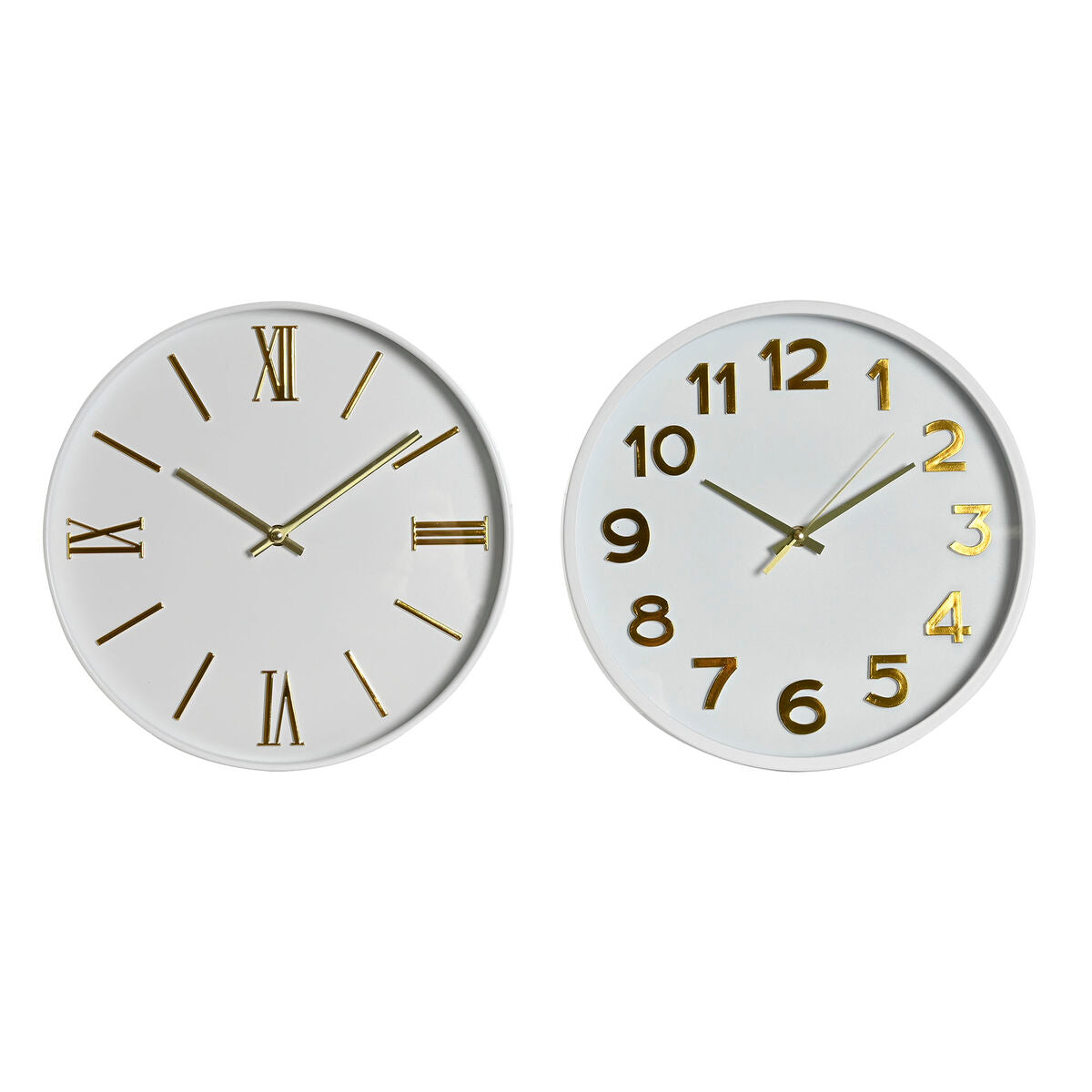 Seinäkello valkoinen kullatut numerot PVC 30 cm, paristokäyttöinen, 2 kpl