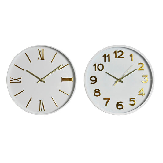 Seinäkello valkoinen kullatut numerot PVC 30 cm, paristokäyttöinen, 2 kpl