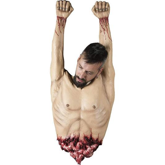 Halloween-koriste pelottava verinen riipustettava torso, kuvaustausta juhliin