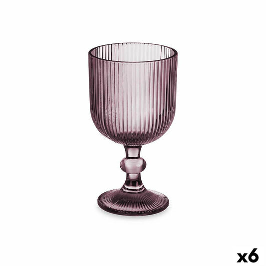 Viinilasi 260 ml, raidallinen pinkki lasi - 6 kpl, juhla- ja arkikäyttöön