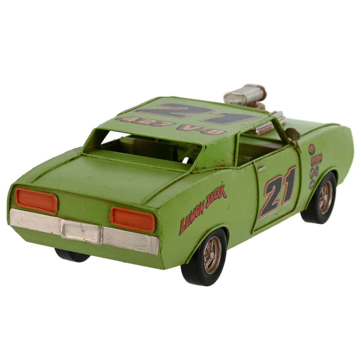 Koristeauto vintage, metallinen 2 kpl setti - punainen & vihreä, 25,5×10×8,5 cm