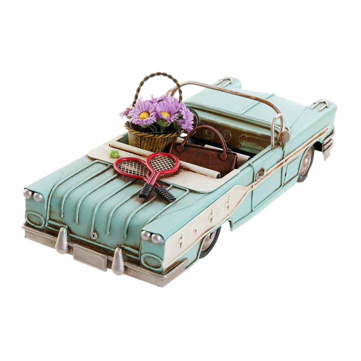 Koristeauto vintage 4 kpl, 25,8 x 10,5 x 9,5 cm, keltainen sininen vihreä pinkki